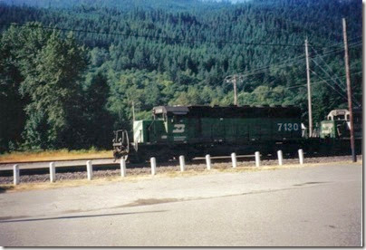 Burlington Northern SD40-2 #7130 in Skykomish, Washington in 2000
