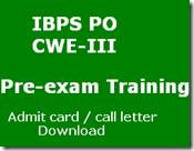 IBPS PO Pre-exam training admit card