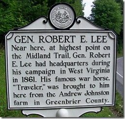 Gen. Robert E. Lee marker in Greenbrier County, WV