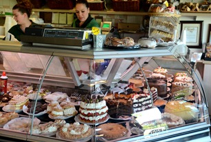 the famous cakes at Sherman's Deli in Palm Springs