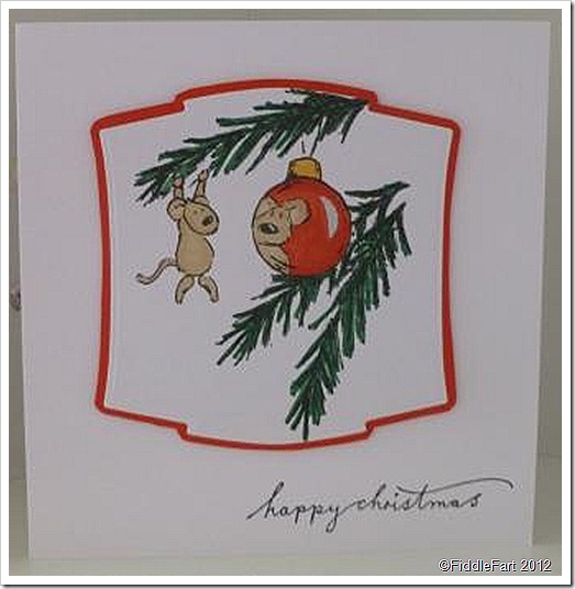 Mouse teddy Bauble Christmas Card025