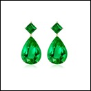Square and Pear Emerald Dangling Earrings