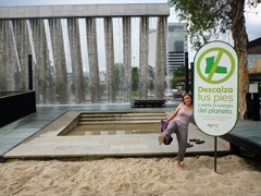 Jenn in barefoot park in Medellin.