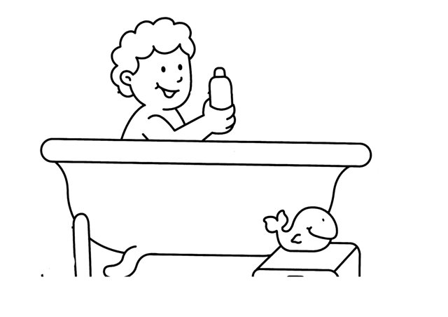 Dibujos Para Colorear De Niños Bañandose En Una Ducha - Dibujo de
