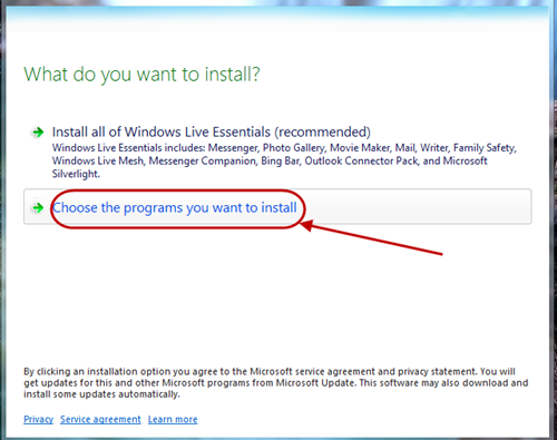 Choose your programs to install