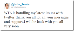 Twitter - @Jarka_Tennis- WTA is handling my latest ...