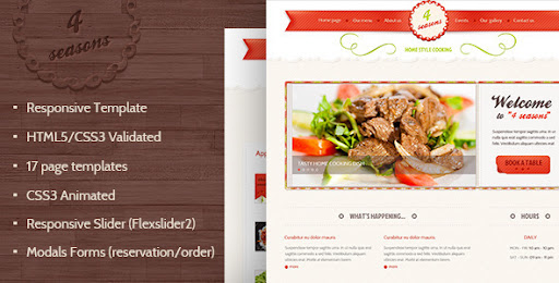 Html Templates For Cafes And Restaurants 4 Seasons Restaurant 4 Seasons Restaurant Cafe Html5 Css3 Template Restaurants Cafes Entertainment