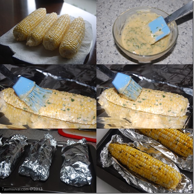Roasted corn on the cob process
