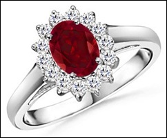 Oval Garnet and Diamond Ring in 14k White Gold