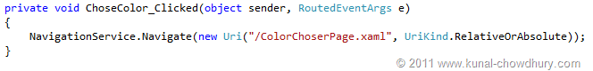 Navigation Code Snippet (WP7 Application State Management Demo) Navigation Code Snippet (WP7 Application State Management Demo)