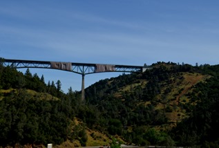 working on a bridge on I-80, viewed from the America River south of Auburn