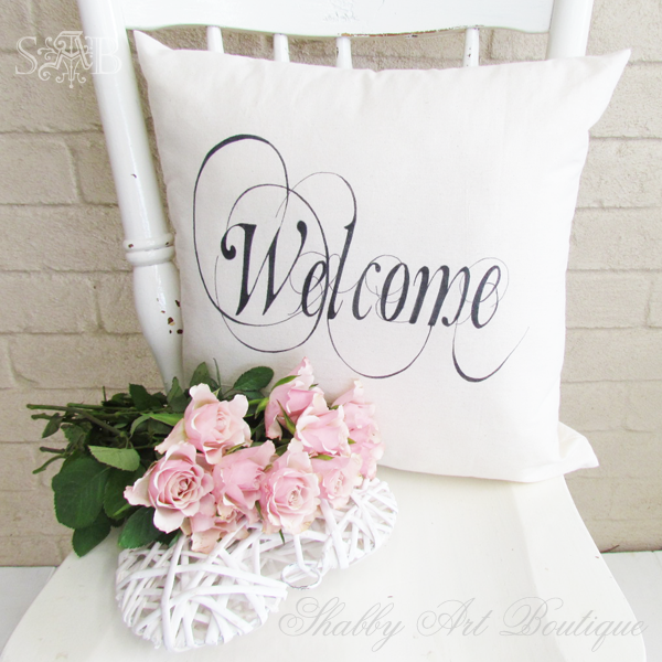 Shabby Art Boutique - welcome cushion 1