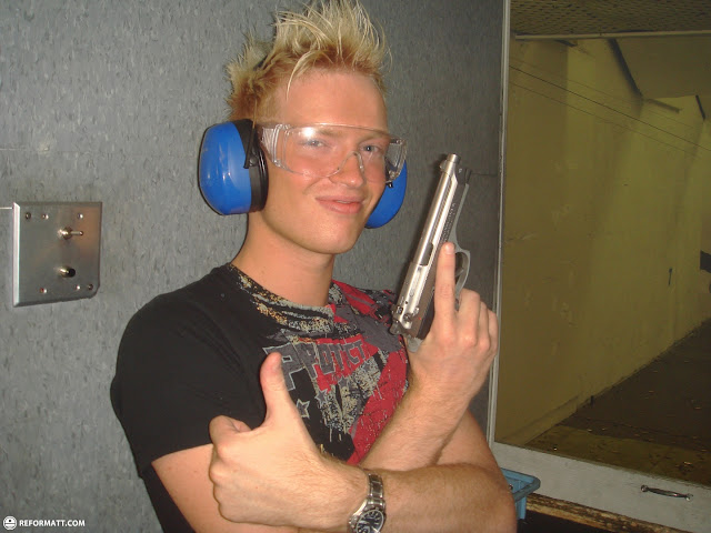holding a shiny beretta in Las Vegas, United States 