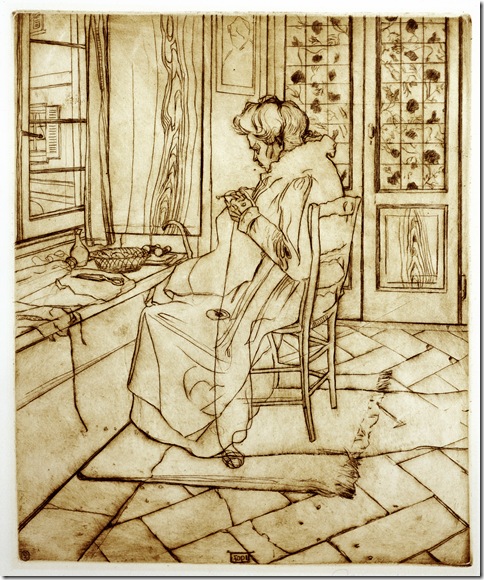 Umberto Boccioni_La madre che lavora all'uncinetto,1907 acquaforte e puntasecca