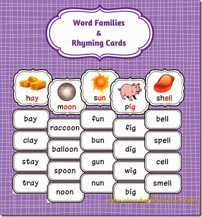 FREE Word Families and Rhyming Cards