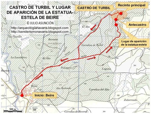 Mapa ruta Castro de Turbil y estatua-estela