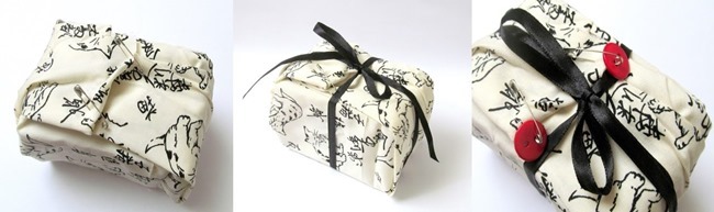 Wrapping a gift in fabric