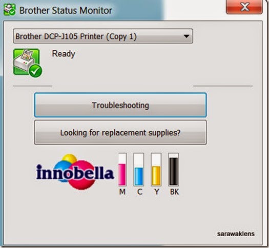 Brother J100_J105 ink status monitor