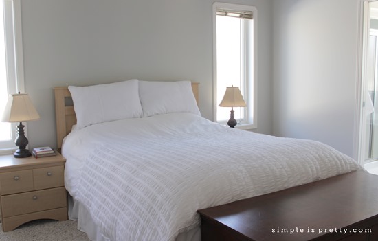 White Comforter in Master Bedroom