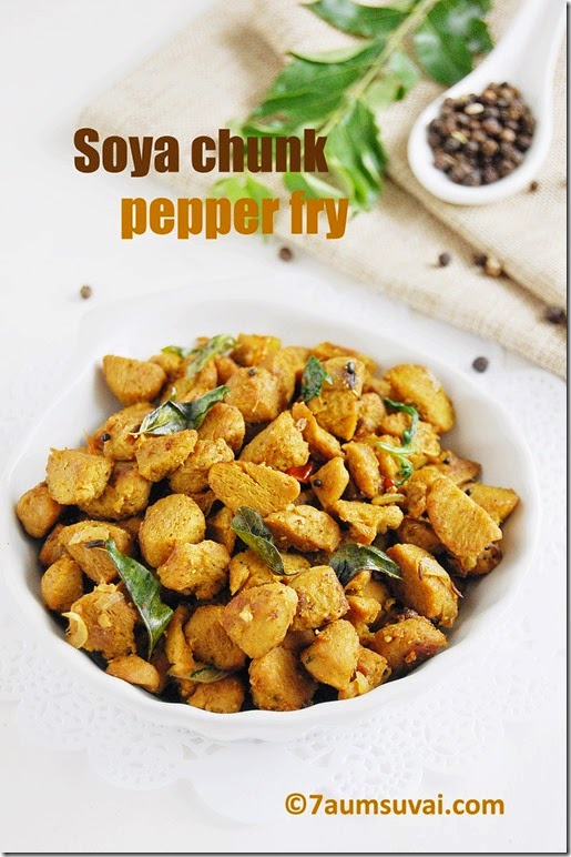 Soya chunk pepper fry 