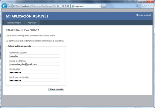 Registro de usuarios en ASP.NET Webforms