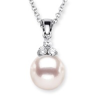 Round Akoya Cultured Pearl and Diamond Pendant