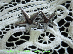 pewter double star connector ring, hyphen