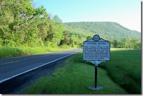 Champe Rocks marker looking south on Routes 28 & 55