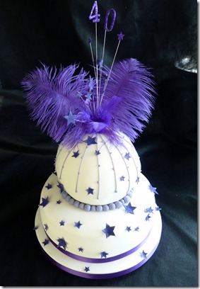 buable 2 tier birthday cake in purple