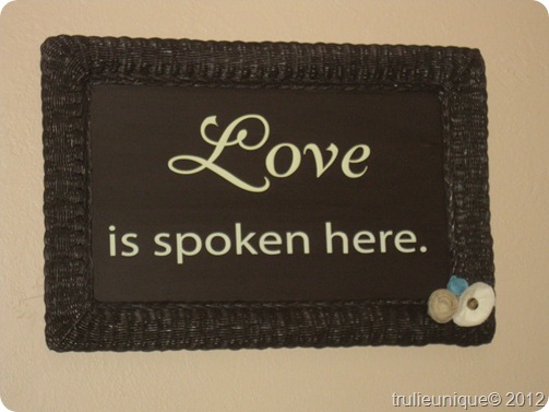 love is spoken here, trash to treasure, wall plaque, DIY home decor 