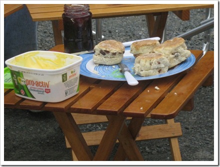 Hot scones for morning tea in Kaikoura made by Geoff.