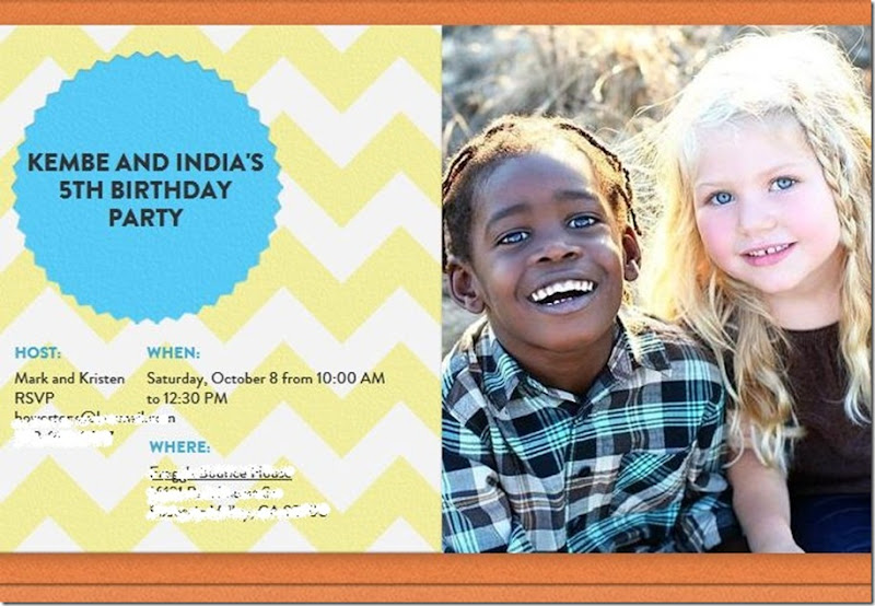 kembe and india birthday invite