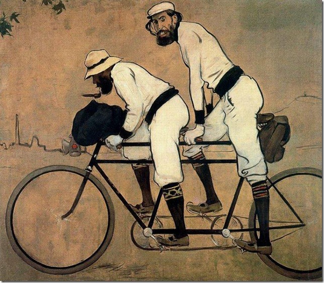 ramon casas i carbo_Casas y Romeu en tándem (1897)