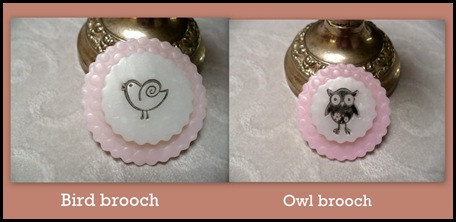 Bird and flower brooches