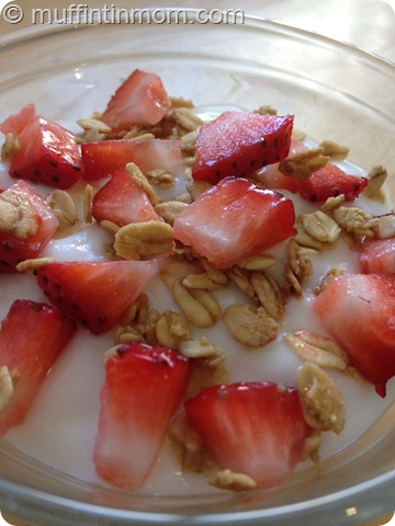 strawberries yogurt granola