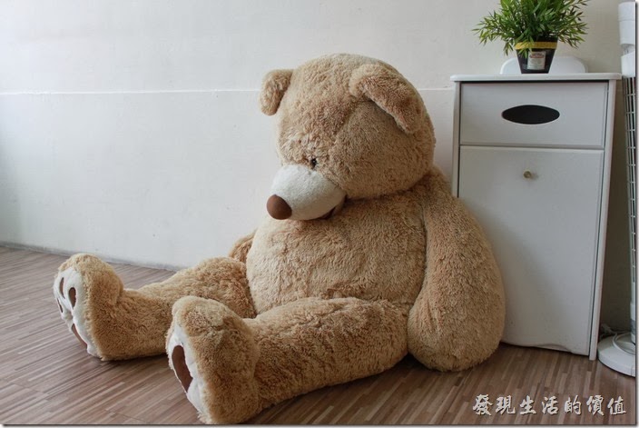 台南-Season_Cafe。二樓靠馬路的窗邊有個和室木地板，就是這隻大熊讓很多女生的尖叫聲。