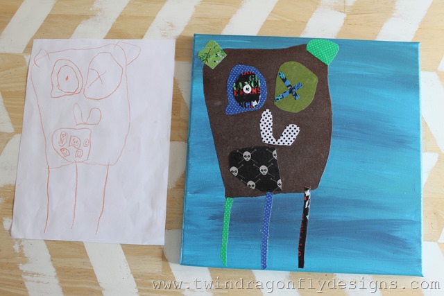 Fabric Piecing Art from a childs drawing