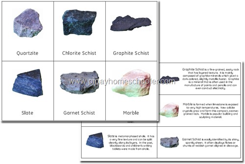 FREE Metamorphic Rocks, Nomenclature and Fact Cards