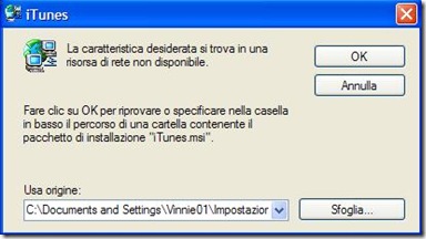 Problema pacchetto installazione iTunes msi