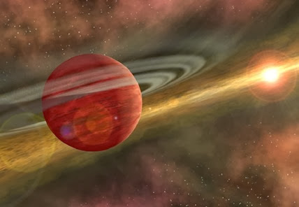 ilustração do exoplaneta distante de sua estrela