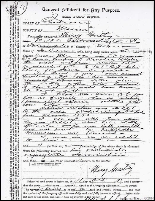 Amelia Weber Pension Affidavit by Henry Guetig, 11 Oct 1892