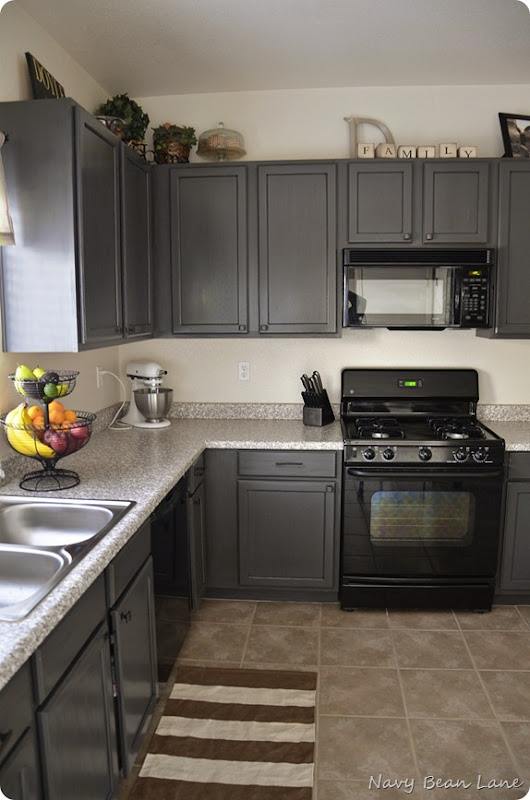 Navy Bean Lane Gray  Kitchen  Cabinets  Before After