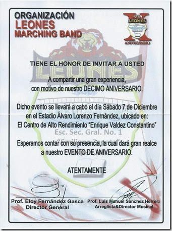 LEONES MARCHING BAND X ANIV. INVIT.