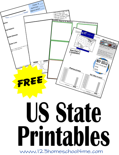 FREE US State Worksheets for kids learning about the united states in homeschool during elementary age kids. FREE US State Worksheets for kids learning about the united states in homeschool during elementary age kids.
