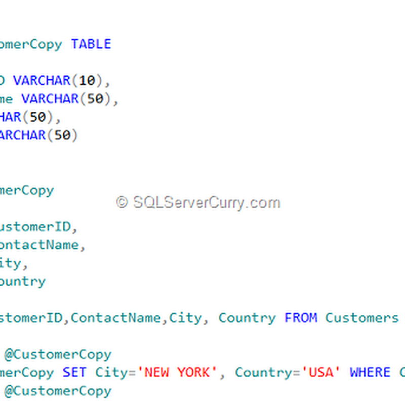 Sql Table Variable