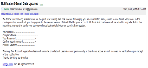 GMAIL phishing EMAIL