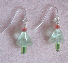 2011 Beaded gifts..small see thru green xmas tree earrings