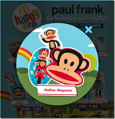 McDonalds happy meal X Paul Frank - Go Banana with Julius magnets