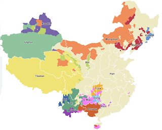 Répartition des groupes ethniques sur le territoire chinois Répartition des groupes ethniques sur le territoire chinois