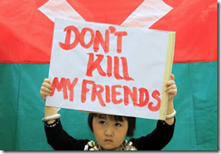 Kachin child protesting
